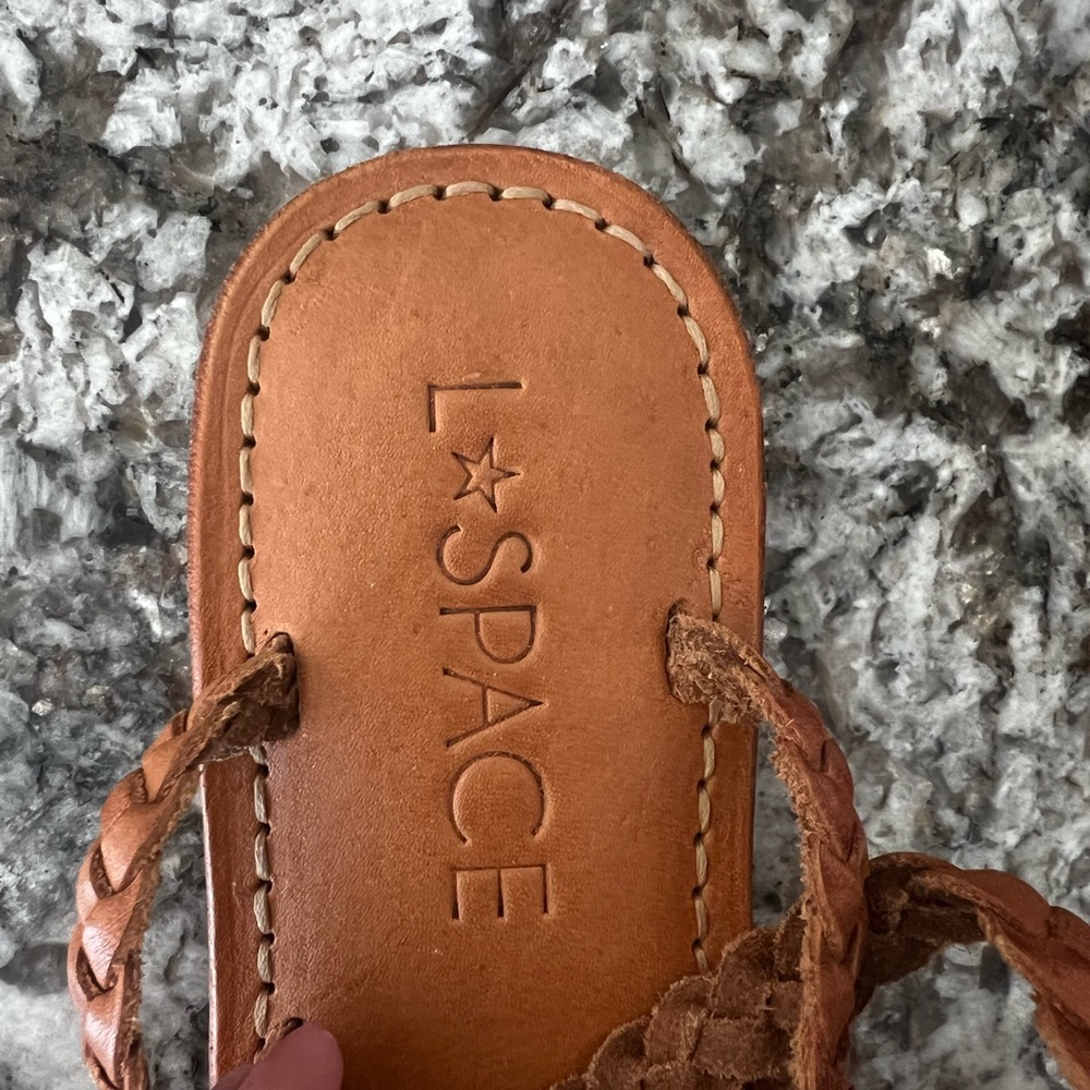 L*Space Women’s Braided Leather Sandals Brown Ankle Strap EU 36 - US5.5-6 - Picture 2 of 4